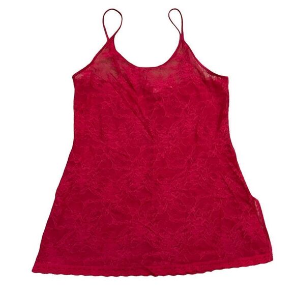 Victoria Secret Red Cami Tank Mini Floral Lace Slip Lingerie Piece - Picture 3 of 6